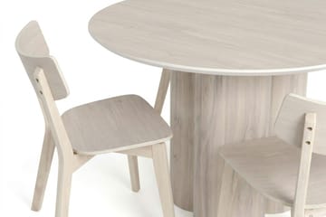 Juno Matgrupp 110 cm runt Vitlaserad med 4 Amelia Matstolar - Vitlaserad - Möbler - Bord & matgrupp - Matgrupp