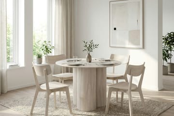 Juno Matgrupp 110 cm runt Vitlaserad med 4 Amelia Matstolar - Vitlaserad - Möbler - Bord & matgrupp - Matgrupp