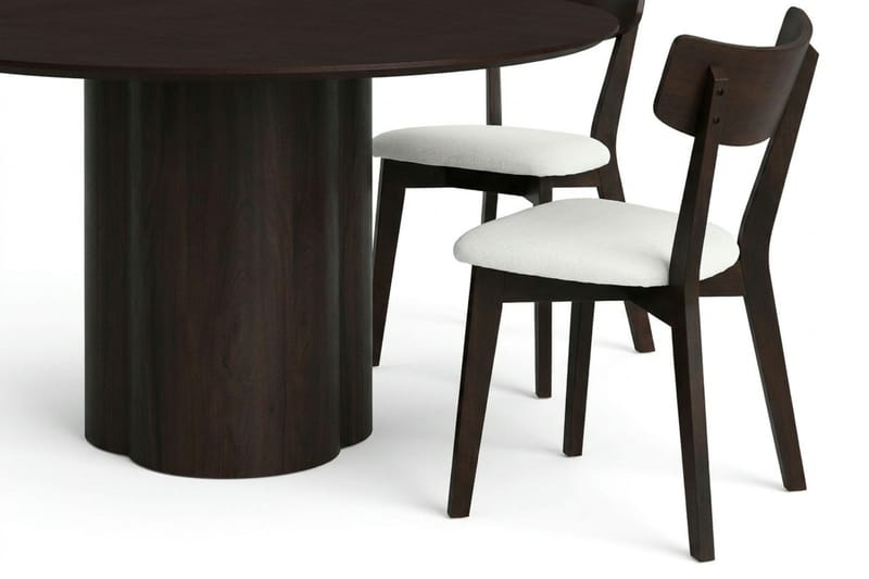 Juno Matgrupp 150 cm runt i Rökt Ek med 6 Amelia Matstolar med Dyna - Rökt Ek/Beige - Möbler - Bord & matgrupp - Matgrupp
