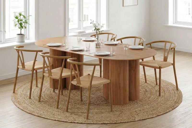 Juno Matgrupp rektangulärt 220 cm Ek med 6 Elysia Matstolar - Möbler - Bord & matgrupp - Matgrupp