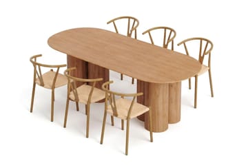 Juno Matgrupp rektangulärt 220 cm Ek med 6 Elysia Matstolar - Möbler - Bord & matgrupp - Matgrupp