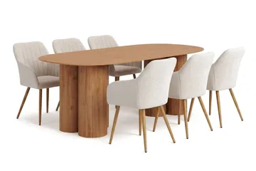 Juno Matgrupp rektangulärt 220 cm Ek med 6 Filippa Matstolar - Ek - Möbler - Bord & matgrupp - Matgrupp