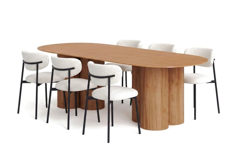 Juno Matgrupp rektangulärt 220 cm Ek med 6 Lucy Matstolar - Ek - Möbler - Bord & matgrupp - Matgrupp