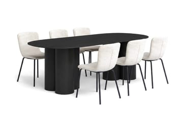 Juno Matgrupp rektangulärt 220 cm Svart med 6 Katy Matstolar - Svart - Möbler - Bord & matgrupp - Matgrupp