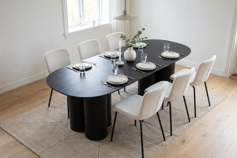Juno Matgrupp rektangulärt 220 cm Svart med 6 Katy Matstolar - Svart - Möbler - Bord & matgrupp - Matgrupp