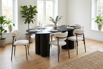 Juno Matgrupp rektangulärt 220 cm Svart med 6 Lucy Matstolar - Svart - Möbler - Bord & matgrupp - Matgrupp