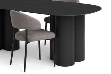 Juno Matgrupp rektangulärt 220 cm Svart med 6 Sawako Matstolar - Svart - Möbler - Bord & matgrupp - Matgrupp