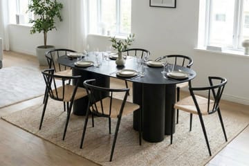 Juno Matgrupp rektangulärt 220 cm Svart med 6 Winston Matstolar - Svart - Möbler - Bord & matgrupp - Matgrupp
