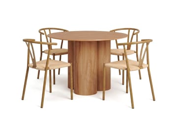 Juno Matgrupp runt 110 cm Ek med 4 Elysia Matstolar - Möbler - Bord & matgrupp - Matgrupp