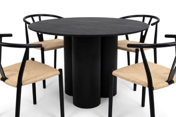 Juno Matgrupp runt 110 cm Svart med 4 Elysia Matstolar - Möbler - Bord & matgrupp - Matgrupp