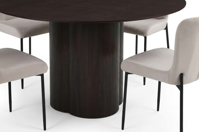 Juno Matgrupp runt 150 cm Rökt Ek med 6 Elsie Matstolar - Rökt ek/Beige - Möbler - Bord & matgrupp - Matgrupp
