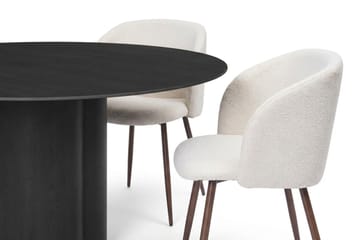 Juno Matgrupp runt 150 cm Svart med 6 Greya Matstolar - Svart - Möbler - Bord & matgrupp - Matgrupp