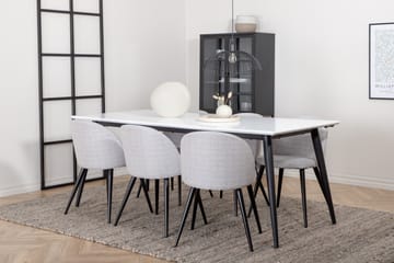 Matgrupp Jyma 195 cm Rektangulär med 6 Longreone Stolar - Svart - Möbler - Bord & matgrupp - Matgrupp