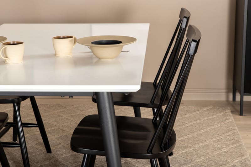Matgrupp Jyma Förlängingsbar 150 cm inkl 4 Roar Stolar - Vit/Svart - Matgrupp