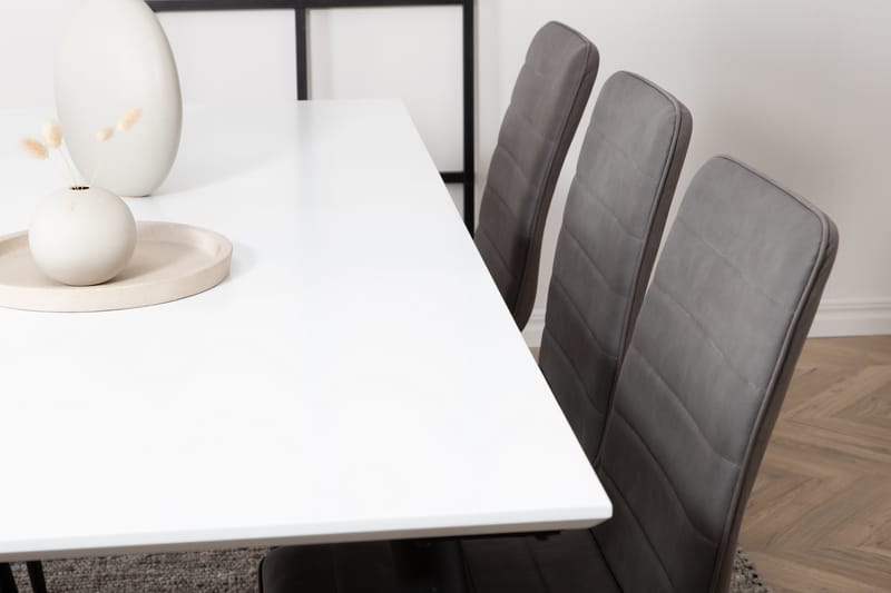 Matgrupp Jyma Förlängningsbar 195 cm inkl 6 Donmon Stolar - Vit/Svart/Grå - Matgrupp
