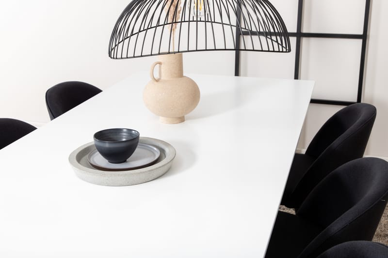Matgrupp Jyma Förlängningsbar 195 cm inkl 6 Longreone Stolar - Vit/Svart/Grå - Matgrupp