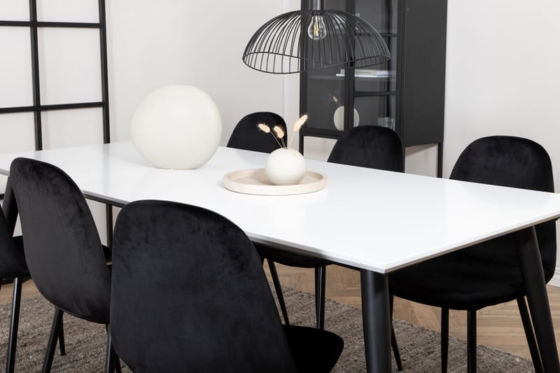 Matgrupp Jyma Förlängningsbar 195 cm inkl 6 Tommy Stolar - Vit/Svart - Matgrupp