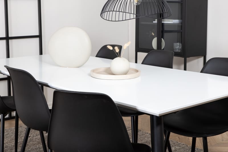 Matgrupp Jyma Förlängningsbar 195 cm inkl 6 Tommy Stolar - Vit/Svart - Matgrupp