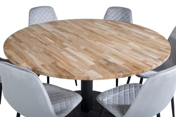 Kimberlee Matgrupp 140 cm Rund inkl 6 Ypas Stolar - Teak/Svart/Grå - Möbler - Bord & matgrupp - Matgrupp