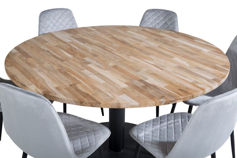 Kimberlee Matgrupp 140 cm Rund inkl 6 Ypas Stolar - Teak/Svart/Grå - Möbler - Bord & matgrupp - Matgrupp