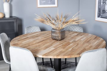 Kimberlee Matgrupp 140 cm Rund inkl 6 Ypas Stolar - Teak/Svart/Grå - Möbler - Bord & matgrupp - Matgrupp