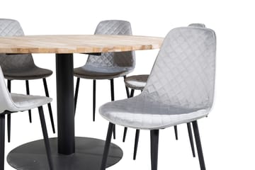 Kimberlee Matgrupp 140 cm Rund inkl 6 Ypas Stolar - Teak/Svart/Grå - Möbler - Bord & matgrupp - Matgrupp