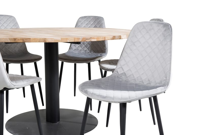 Kimberlee Matgrupp 140 cm Rund inkl 6 Ypas Stolar - Teak/Svart/Grå - Möbler - Bord & matgrupp - Matgrupp