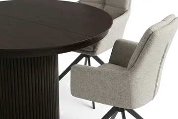 Kopparbo Förlängningsbart runt 120-220 cm Rökt Ek med 4 Torsby Matstolar - Rökt ek - Möbler - Bord & matgrupp - Matgrupp
