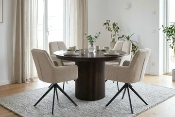 Kopparbo Förlängningsbart runt 120-220 cm Rökt Ek med 4 Torsby Matstolar - Rökt ek - Möbler - Bord & matgrupp - Matgrupp