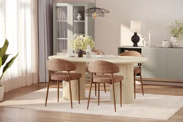 Kopparbo Matbord Travetin utseende med 4 st Jairam Matstolar - Beige - Möbler - Bord & matgrupp - Matgrupp