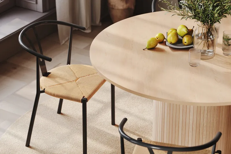 Kopparbo Matgrupp 130 cm Rund inkl 4 Elysia Stolar - Beige/Svart - Möbler - Bord & matgrupp - Matgrupp