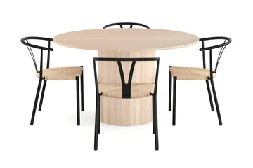 Kopparbo Matgrupp 130 cm Rund inkl 4 Elysia Stolar - Beige/Svart - Möbler - Bord & matgrupp - Matgrupp