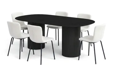 Kopparbo Matgrupp oval 180 cm Svart med 6 Katy Matstolar - Svart - Möbler - Bord & matgrupp - Matgrupp