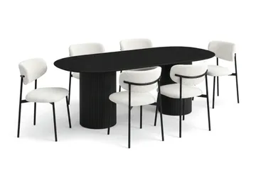 Kopparbo Matgrupp oval 220 cm Svart med 8 Lucy Matstolar - Svart - Möbler - Bord & matgrupp - Matgrupp