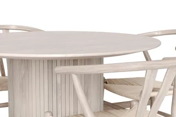 Kopparbo Matgrupp runt 110 cm Vitlaserad med 4 Dastoori Matstolar - Vitlaserad - Möbler - Bord & matgrupp - Matgrupp