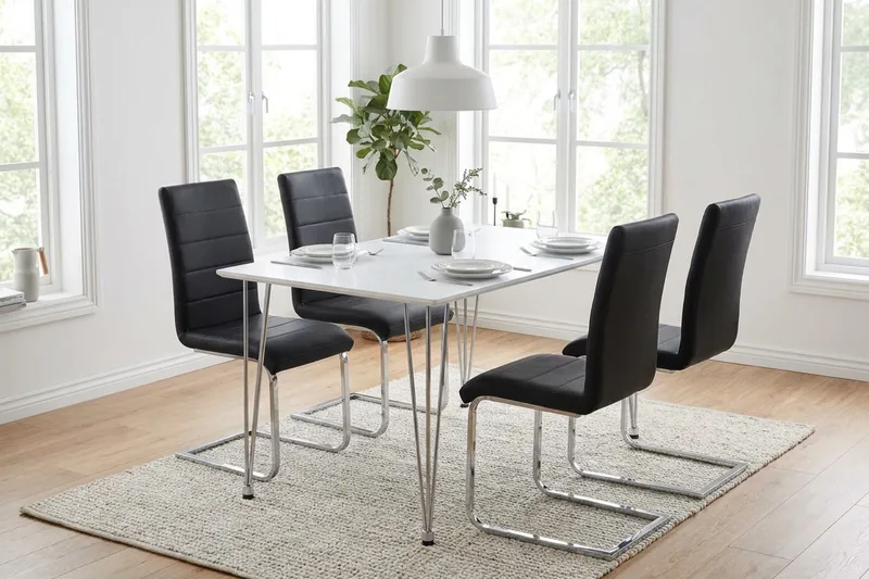 Matgrupp Kronblom 120 cm med 4 Cibus stolar - Vit - Möbler - Bord & matgrupp - Matgrupp