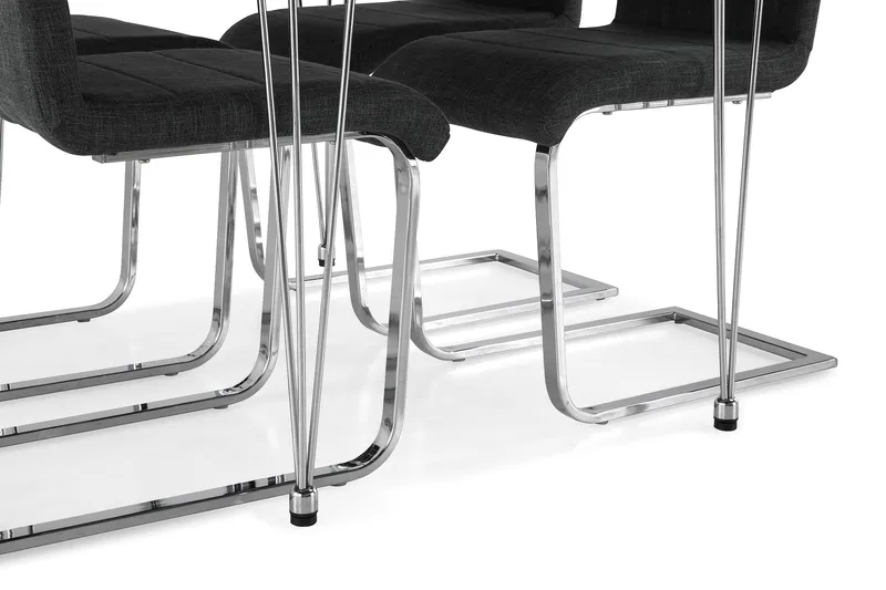 Kronblom Matgrupp 120 cm med 4 Cibus Stol - Vit/Krom/Grå - Möbler - Bord & matgrupp - Matgrupp