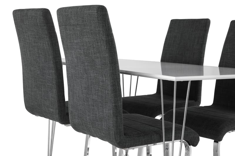 Kronblom Matgrupp 120 cm med 4 Cibus Stol - Vit/Krom/Grå - Möbler - Bord & matgrupp - Matgrupp