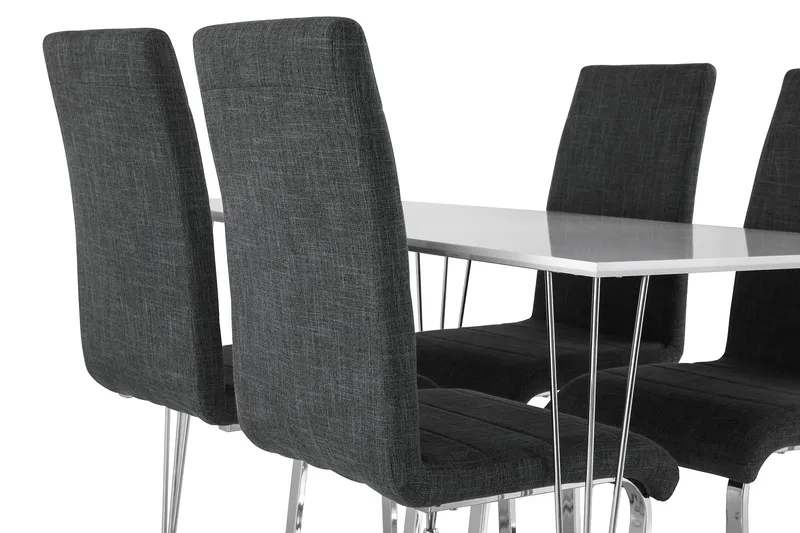 Kronblom Matgrupp 120 cm med 4 Cibus Stol - Vit/Krom/Grå - Möbler - Bord & matgrupp - Matgrupp
