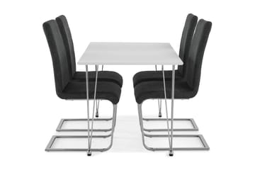 Kronblom Matgrupp 120 cm med 4 Cibus Stol - Vit/Krom/Grå - Möbler - Bord & matgrupp - Matgrupp