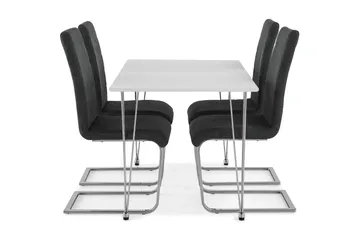 Kronblom Matgrupp 120 cm med 4 Cibus Stol - Vit/Krom/Grå - Möbler - Bord & matgrupp - Matgrupp