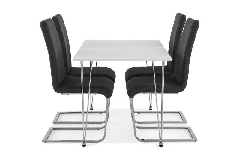 Kronblom Matgrupp 120 cm med 4 Cibus Stol - Vit/Krom/Grå - Möbler - Bord & matgrupp - Matgrupp