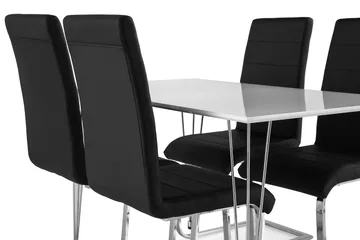 Kronblom Matgrupp 120 cm med 4 Cibus Stol - Vit/Krom/Svart PU - Möbler - Bord & matgrupp - Matgrupp