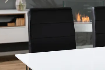 Kronblom Matgrupp 120 cm med 4 Cibus Stol - Vit/Krom/Svart PU - Möbler - Bord & matgrupp - Matgrupp