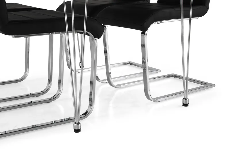 Kronblom Matgrupp 120 cm med 4 Cibus Stol - Vit/Krom/Svart PU - Möbler - Bord & matgrupp - Matgrupp