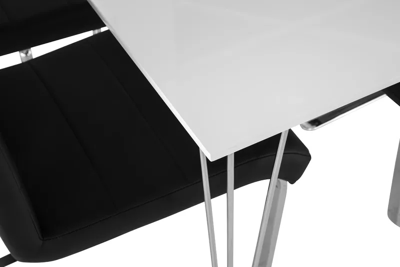 Kronblom Matgrupp 120 cm med 4 Cibus Stol - Vit/Krom/Svart PU - Möbler - Bord & matgrupp - Matgrupp