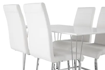 Kronblom Matgrupp 120 cm med 4 Cibus Stol - Vit/Krom/Vit PU - Möbler - Bord & matgrupp - Matgrupp
