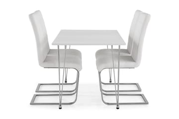 Kronblom Matgrupp 120 cm med 4 Cibus Stol - Vit/Krom/Vit PU - Möbler - Bord & matgrupp - Matgrupp