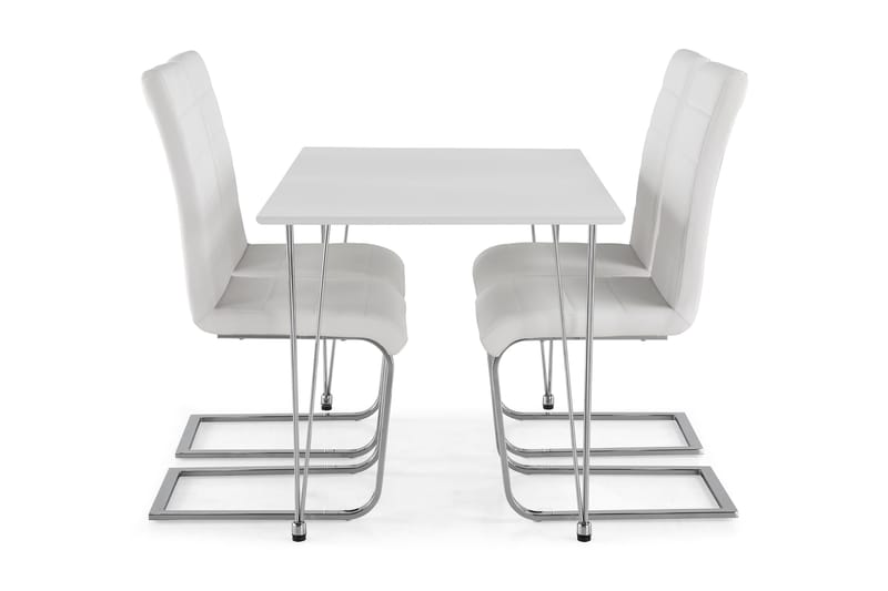 Kronblom Matgrupp 120 cm med 4 Cibus Stol - Vit/Krom/Vit PU - Möbler - Bord & matgrupp - Matgrupp