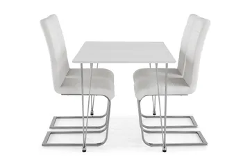 Kronblom Matgrupp 120 cm med 4 Cibus Stol - Vit/Krom/Vit PU - Möbler - Bord & matgrupp - Matgrupp